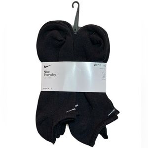 NEW 6 Pairs Nike Everyday Cotton Cushion Men's 8-12 L No Show Socks Black Sport